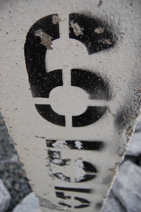 Train Track Marker — on the tracks at the Bluffs.