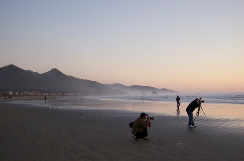 Photo buffs at Cannon Beach
